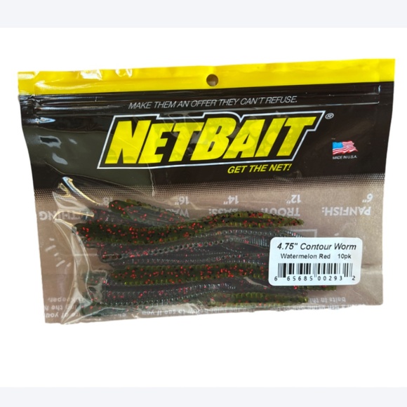 Net Bait 4.75" Contour Worm Watermelon Red - Picture 1 of 3